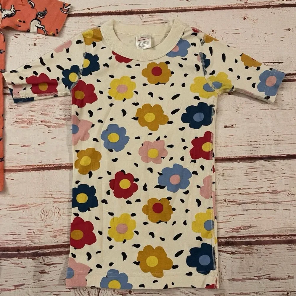 Hanna Andersson Size 8 130cm Pajama Top Multi Color Flowers Unicorns Lot of 2‎